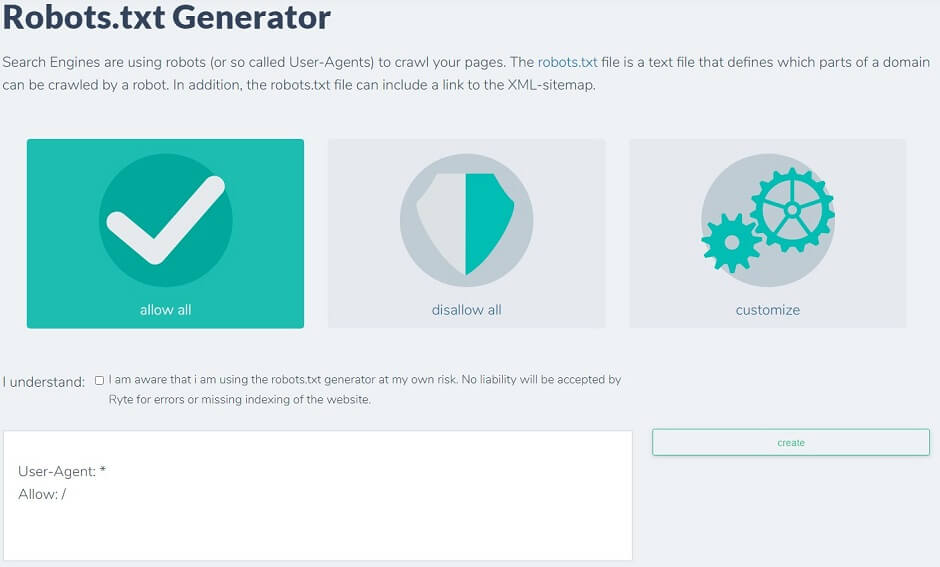 Ryte Robots txt Oluşturucu